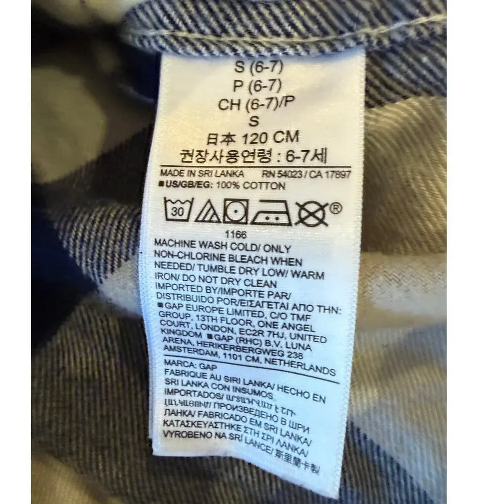 GAP Kids Blue Plaid Flannel Button Up Shirt top Kids size S 6/7 Cotton